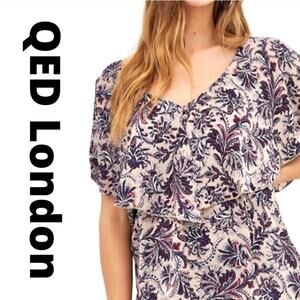 Beautiful QED London Floral Top with Frill Overlay